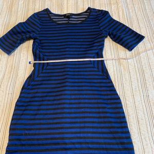 Black and blue striped dress